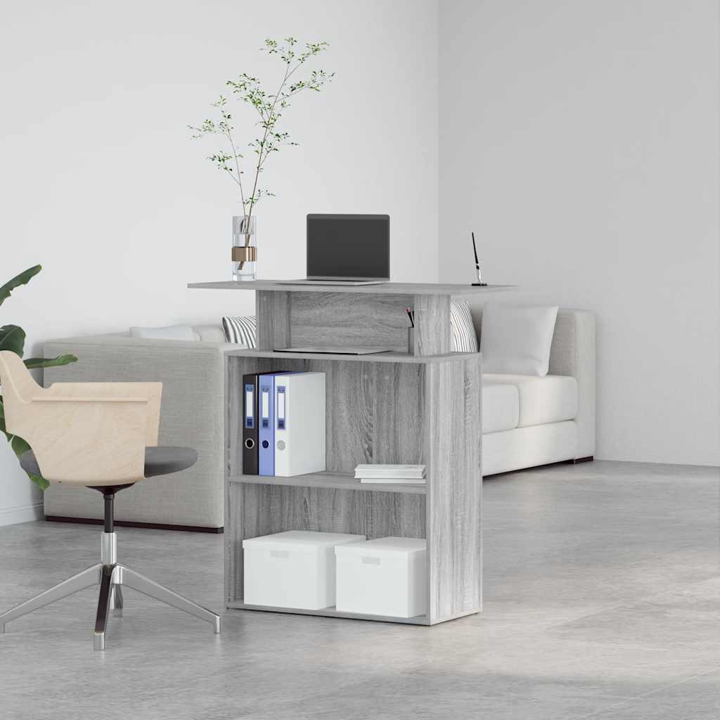 vidaXL Empfangstheke Grau Sonoma 100x40x104 cm Holzwerkstoff - Image 4