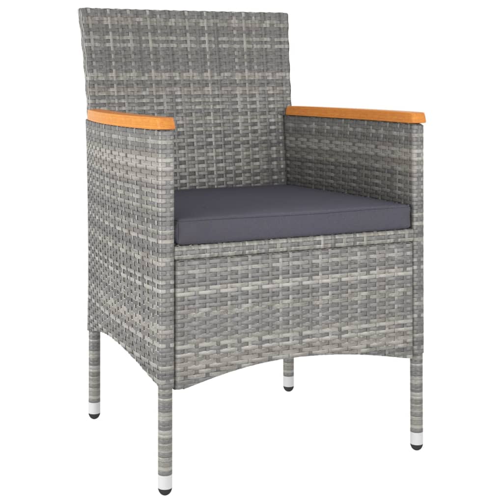 vidaXL 5-tlg. Garten-Bistro-Set Poly Rattan & Massivholz Akazie Grau - Image 3