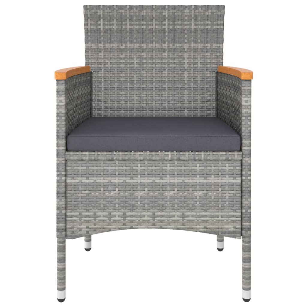 vidaXL 5-tlg. Garten-Bistro-Set Poly Rattan & Massivholz Akazie Grau - Image 4