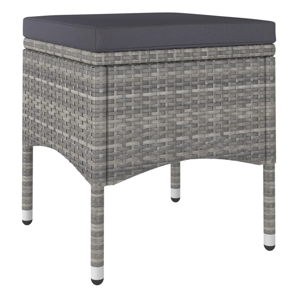 vidaXL 5-tlg. Garten-Bistro-Set Poly Rattan & Massivholz Akazie Grau - Image 5