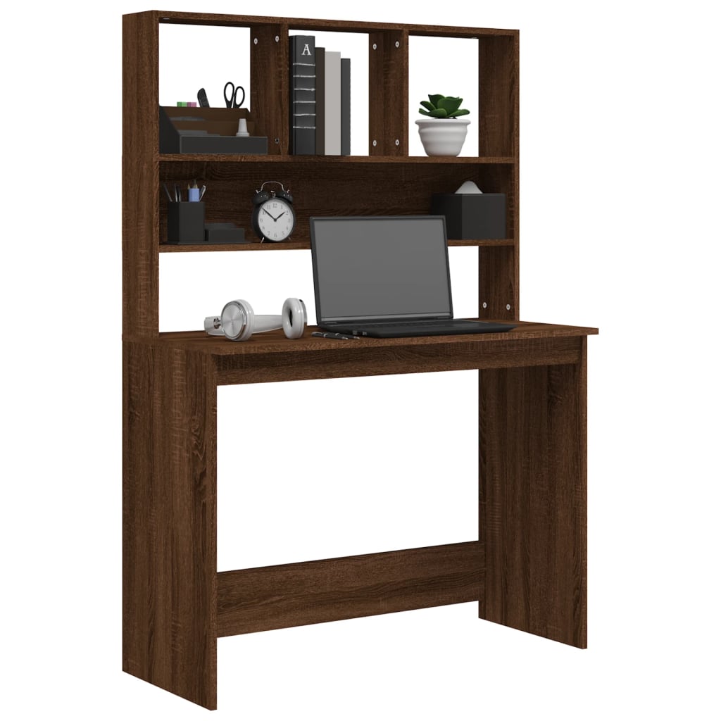 vidaXL Schreibtisch mit Regal Braun Eiche 102x45x148 cm Holzwerkstoff - Image 4