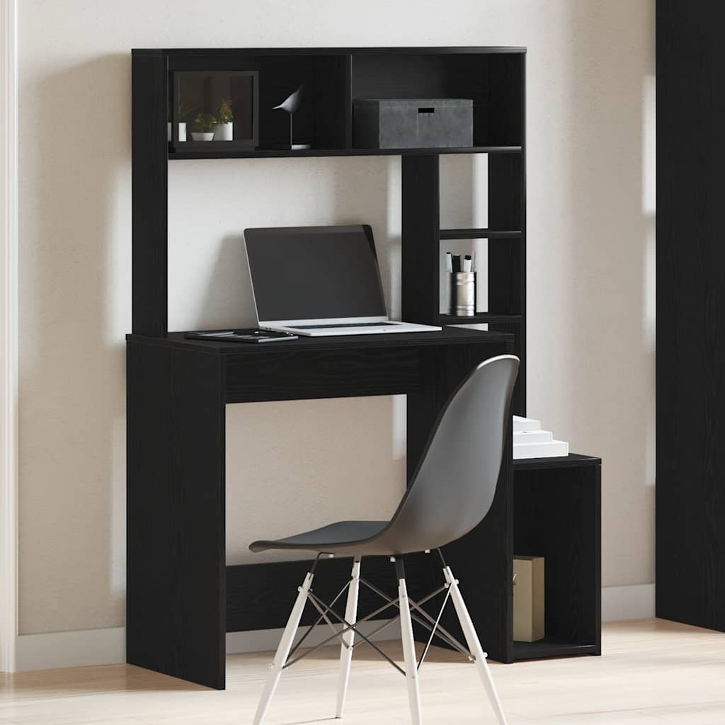 vidaXL Schreibtisch mit Regal Schwarz 100x45x140 cm Holzwerkstoff - Image 3