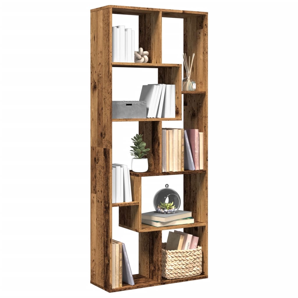 vidaXL Raumteiler-Bücherregal Altholz-Optik 67x25x161,5 cm