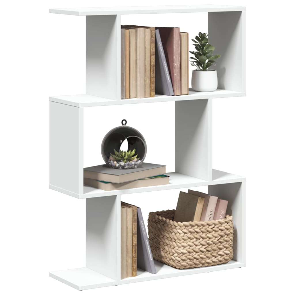 vidaXL Raumteiler Bücherregal 3-stufig Weiß 70x24x97 cm Holzwerkstoff