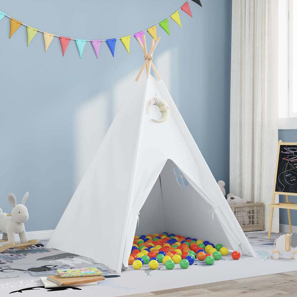 vidaXL Teepee Zelt Weiß 120 x 120 x 150 cm Stoff und Kunststoff