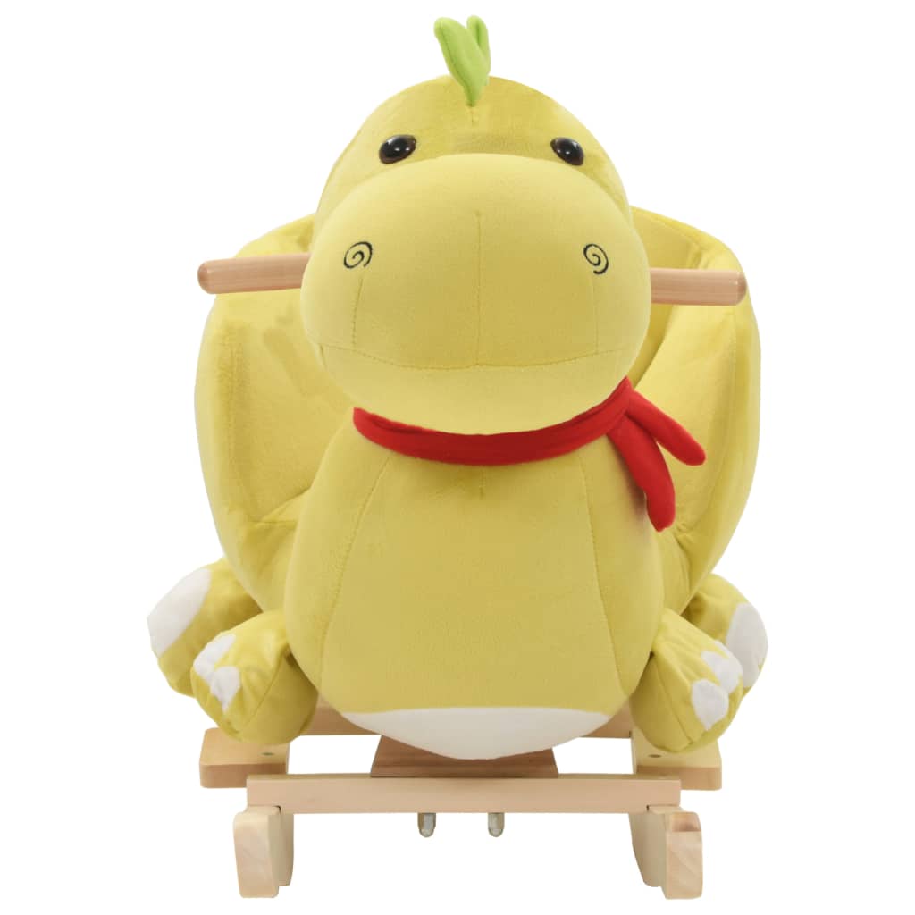 vidaXL Schaukeltier Drache mit Rückenlehne Plüsch 60x32x53 cm Gelbgrün - Image 3