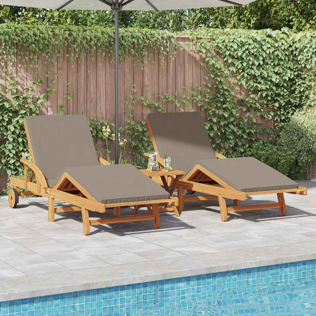vidaXL Sonnenliege 2 pcs Taupe 200 x 67 x 84cm Massivholz Akazie