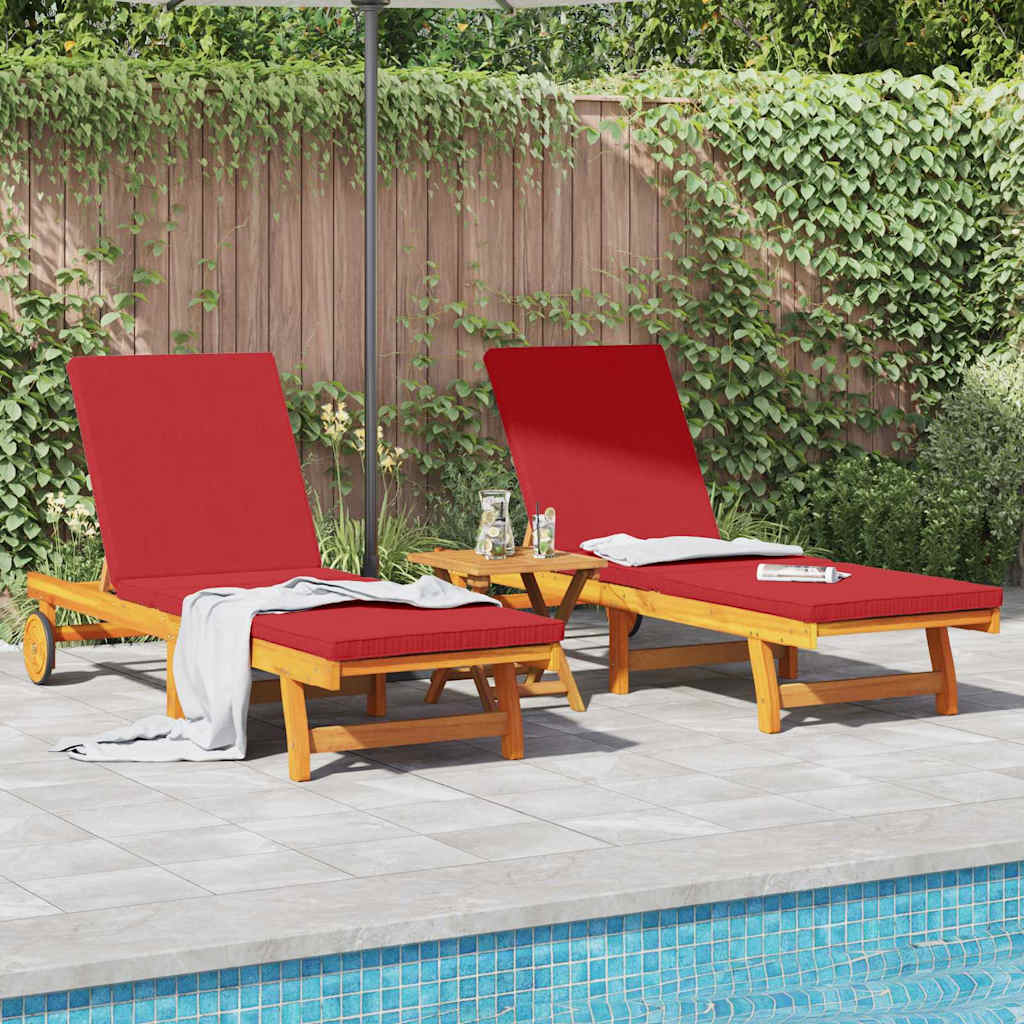 vidaXL Sonnenliege 2 pcs Braun 63 x 199 x 85cm Massivholz Akazie