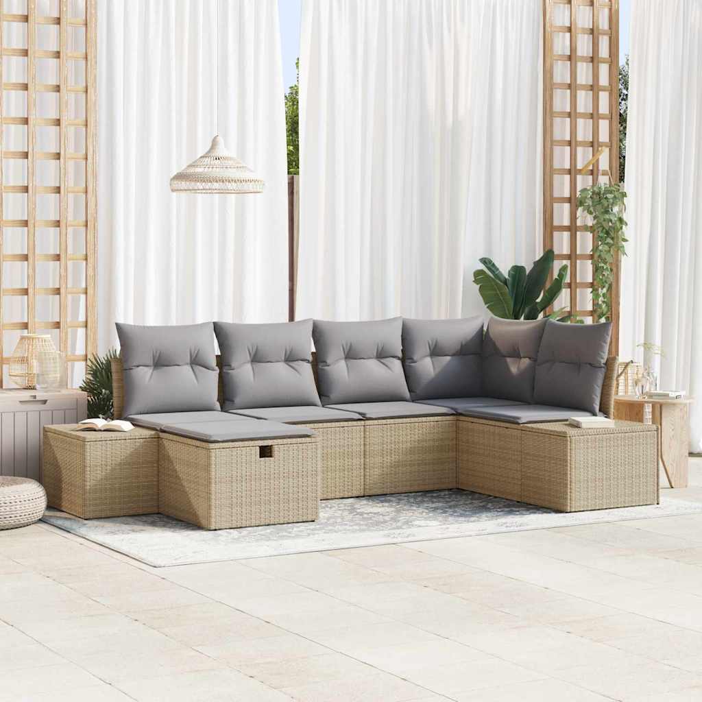 vidaXL Sofa Set mit Kissen 6 pcs Poly-Rattan