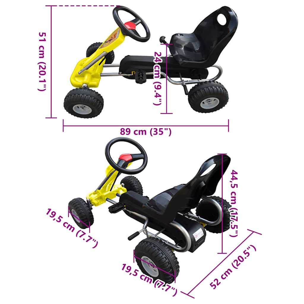 vidaXL Pedal-Gokart Gelb - Image 4