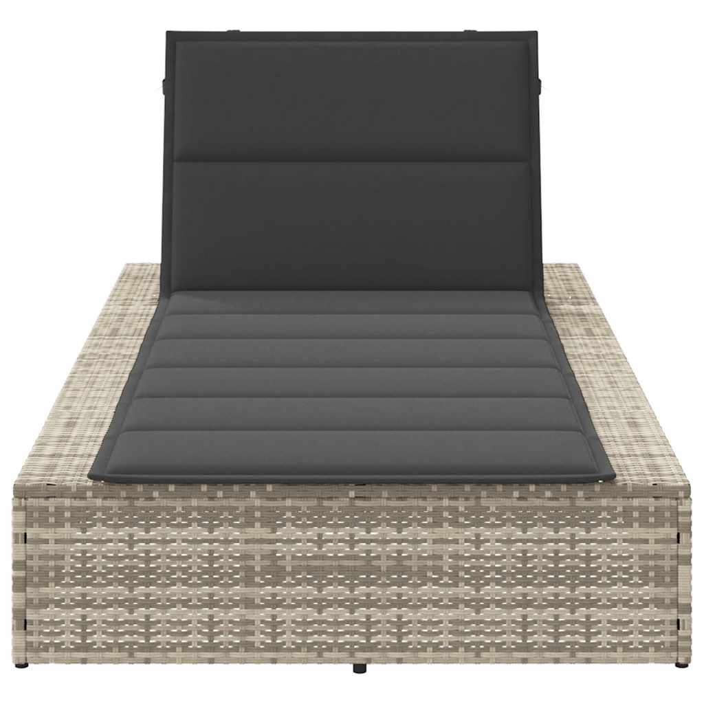 vidaXL Sonnenliege mit schwebender Auflage Hellgrau Poly Rattan - Image 4