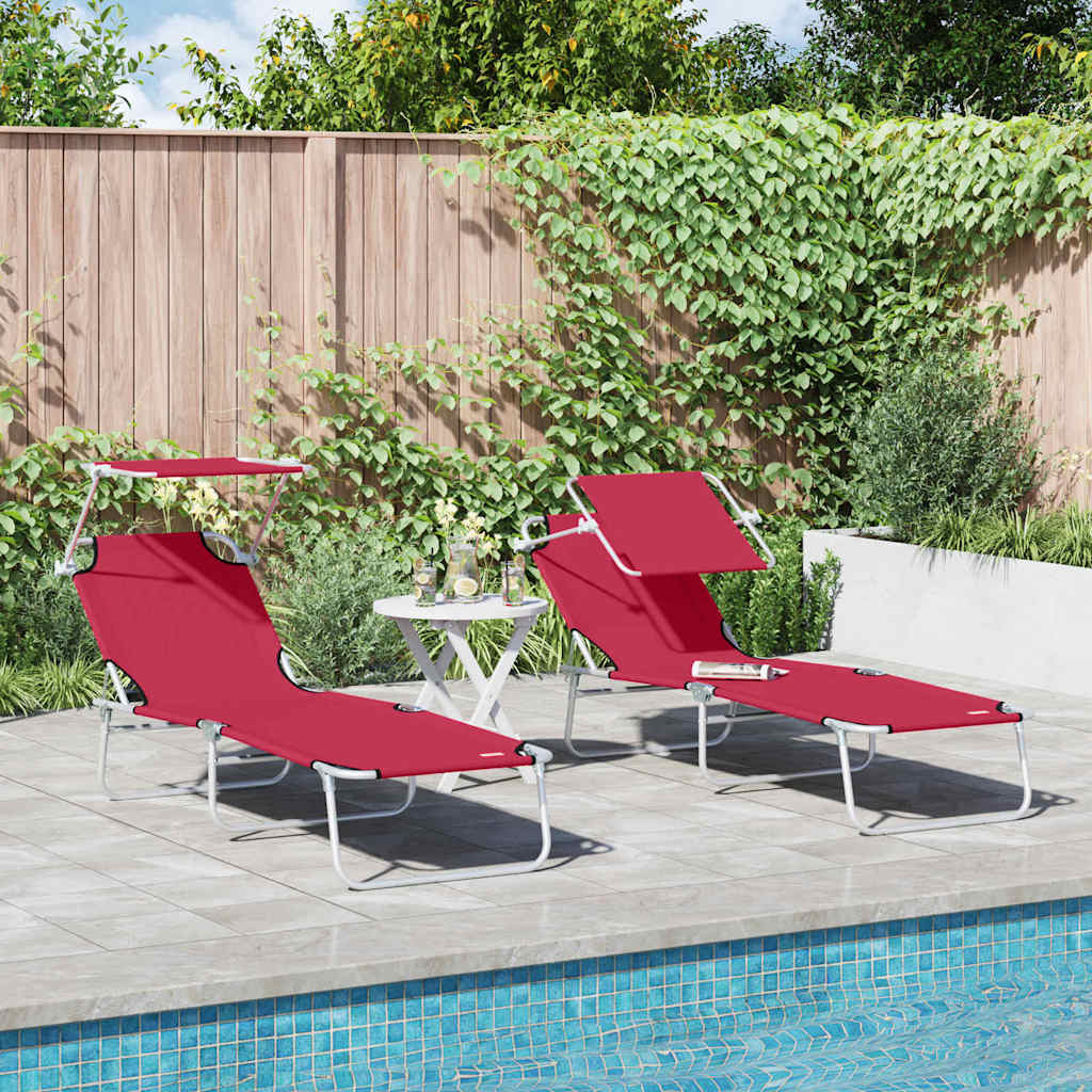 vidaXL Sonnenliege 2-Person 2 pcs Rot 58 x 188 x 77cm Stoff