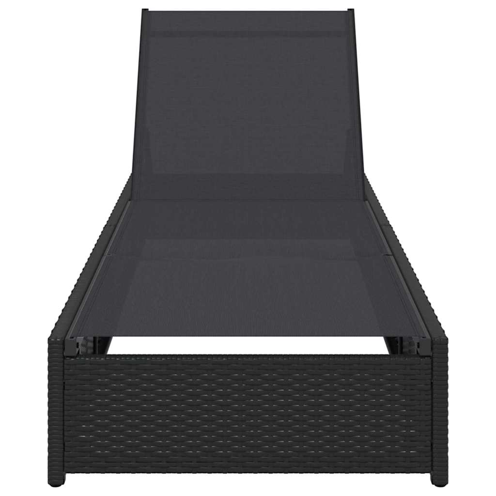 vidaXL Sonnenliege mit Kissen Schwarz 60 x 200 x 27cm Poly-Rattan - Image 4