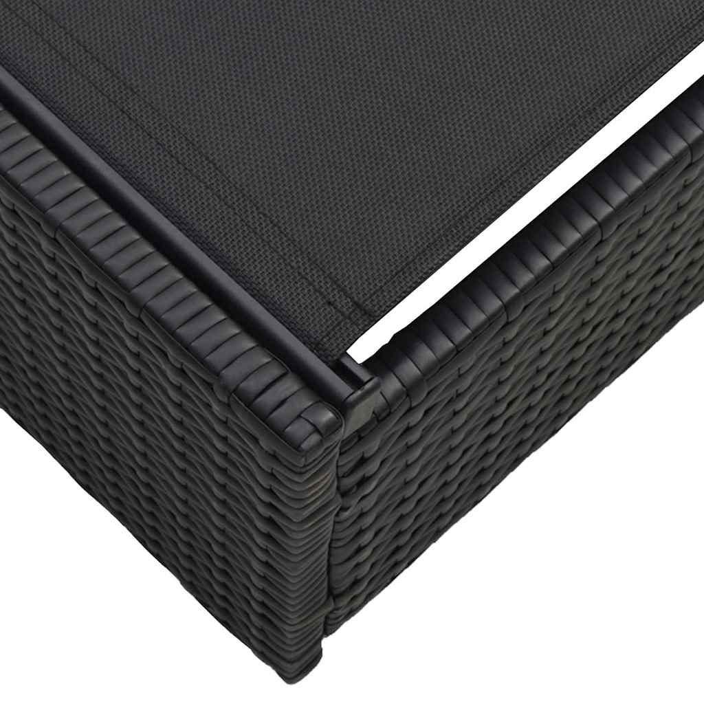 vidaXL Sonnenliege mit Kissen Schwarz 60 x 200 x 27cm Poly-Rattan - Image 5