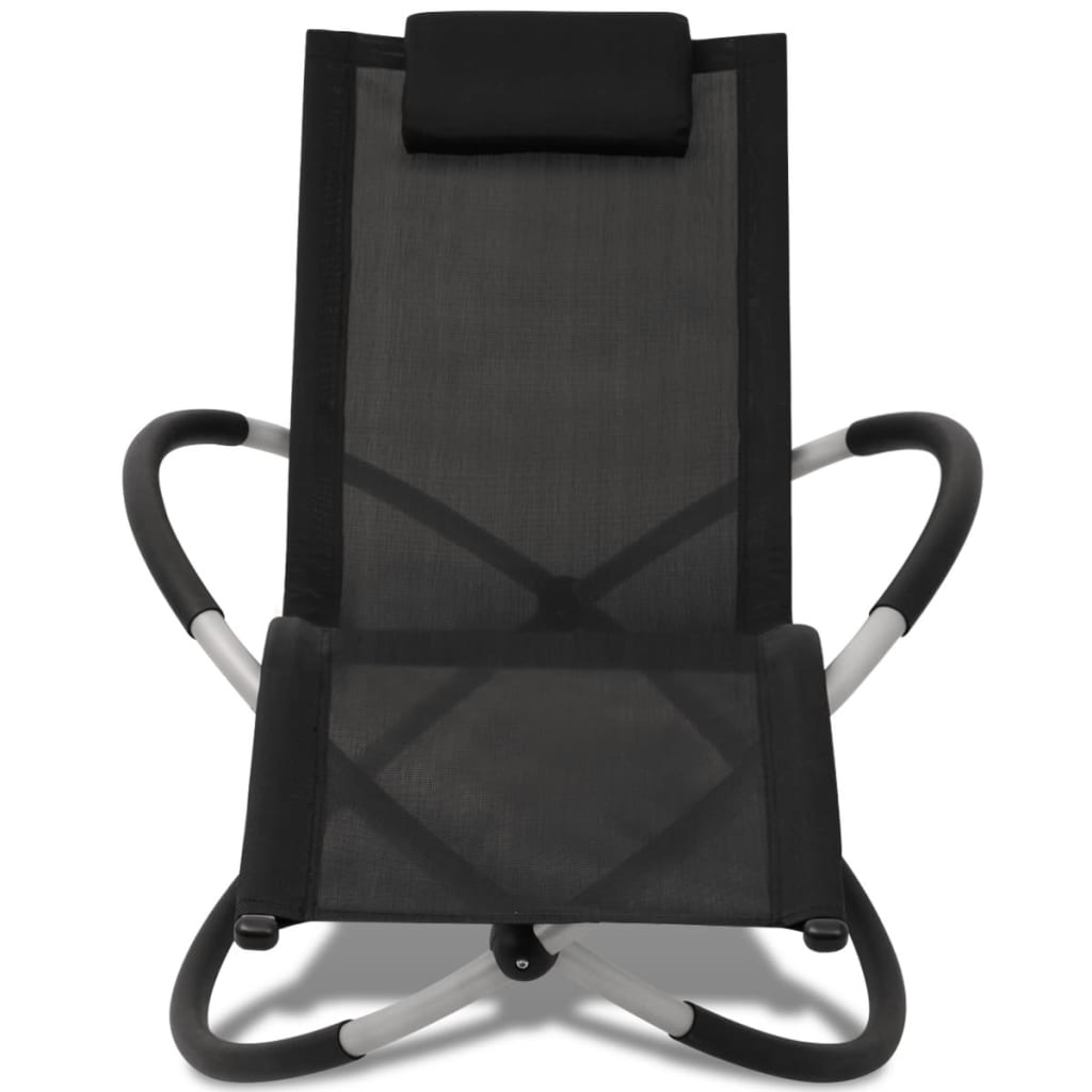 vidaXL Sonnenliege Geometrisch Outdoor Stahl Schwarz und Grau - Image 3