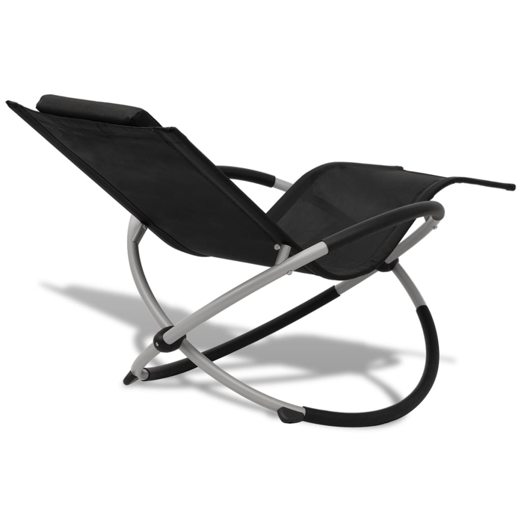 vidaXL Sonnenliege Geometrisch Outdoor Stahl Schwarz und Grau - Image 4