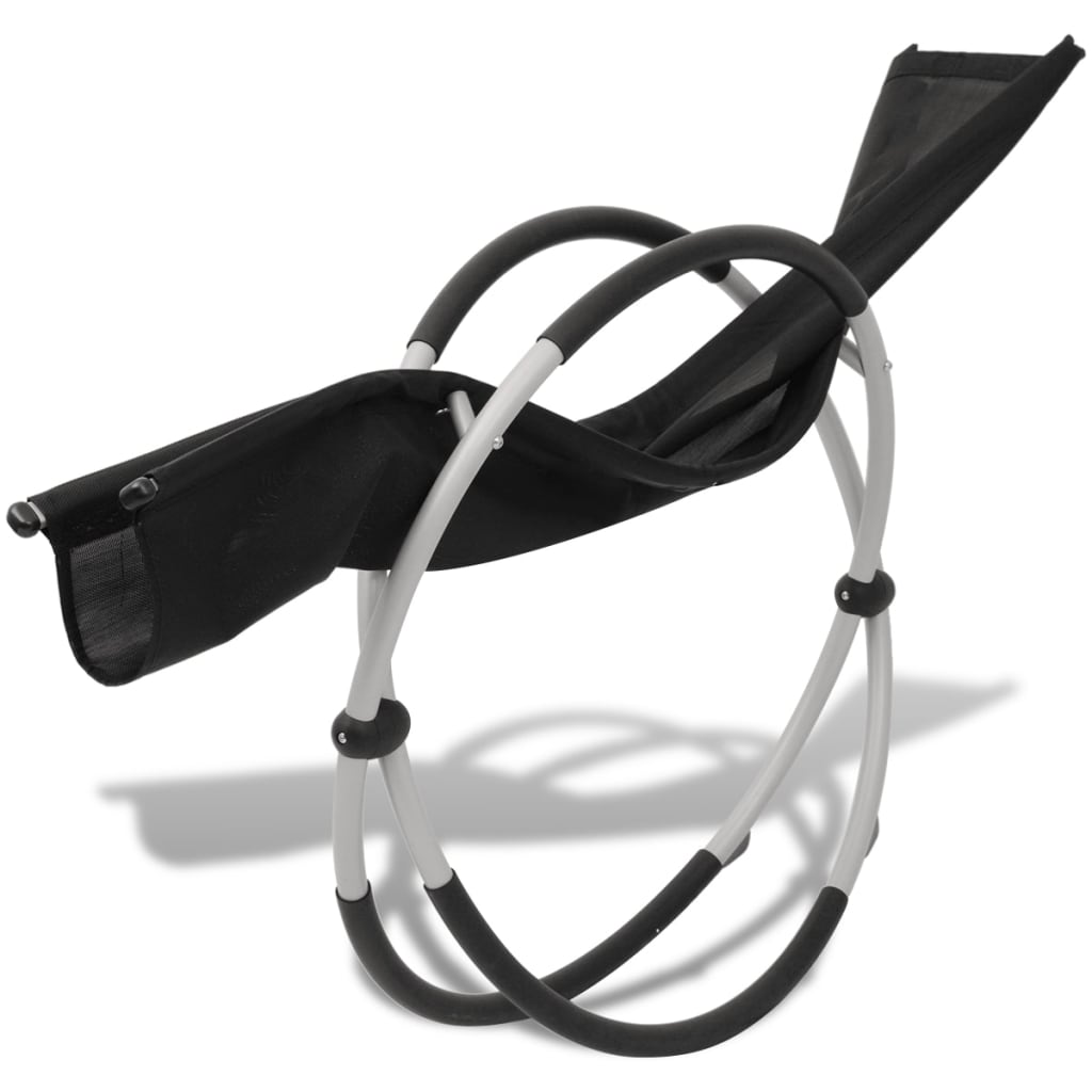 vidaXL Sonnenliege Geometrisch Outdoor Stahl Schwarz und Grau - Image 5