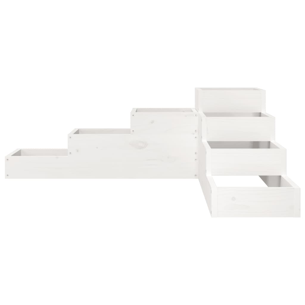 vidaXL Pflanzentreppe 4 Stufen 106x104,5x36 cm Weiß Massivholz Kiefer - Image 4