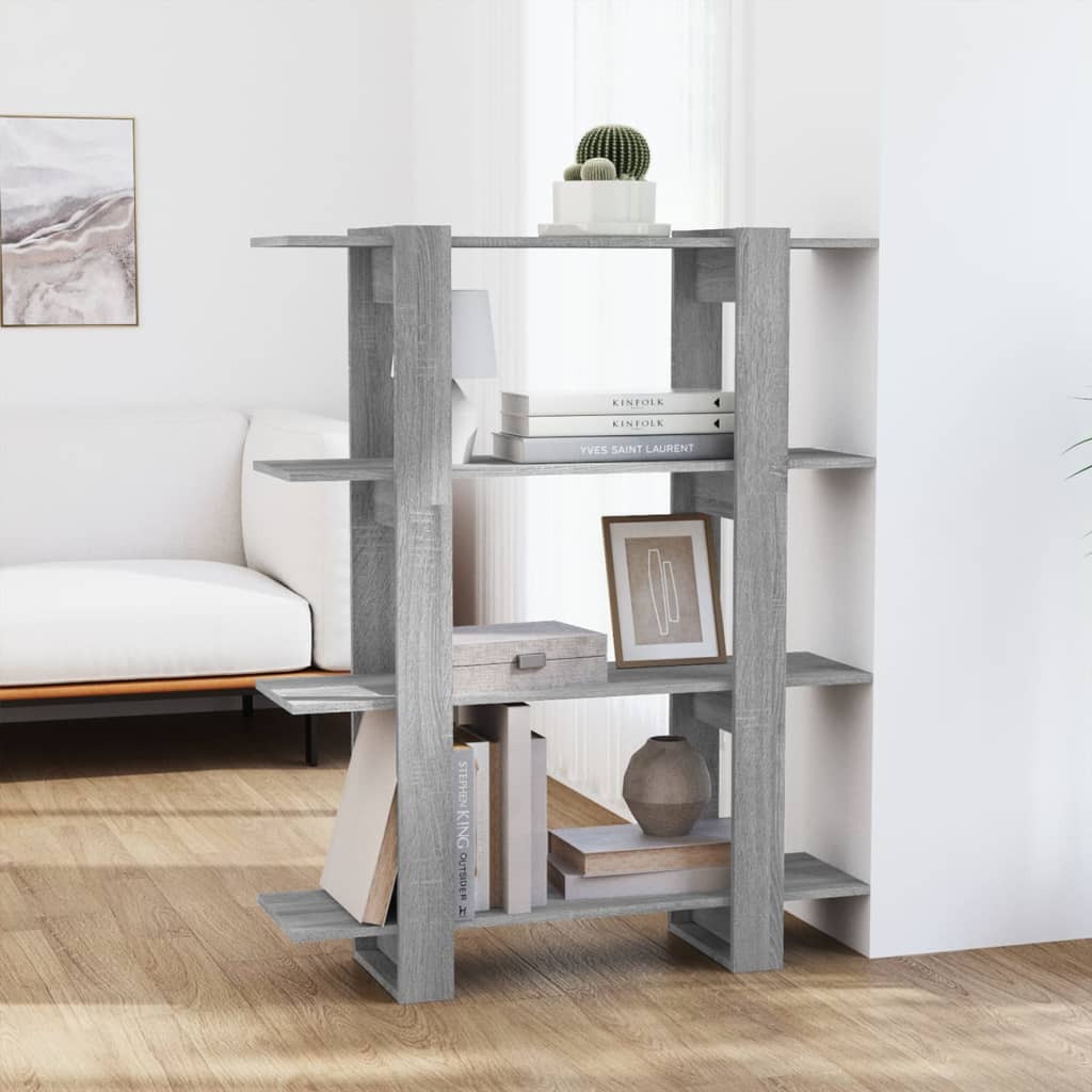 vidaXL Bücherregal/Raumteiler Grau Sonoma 100x30x123,5 cm