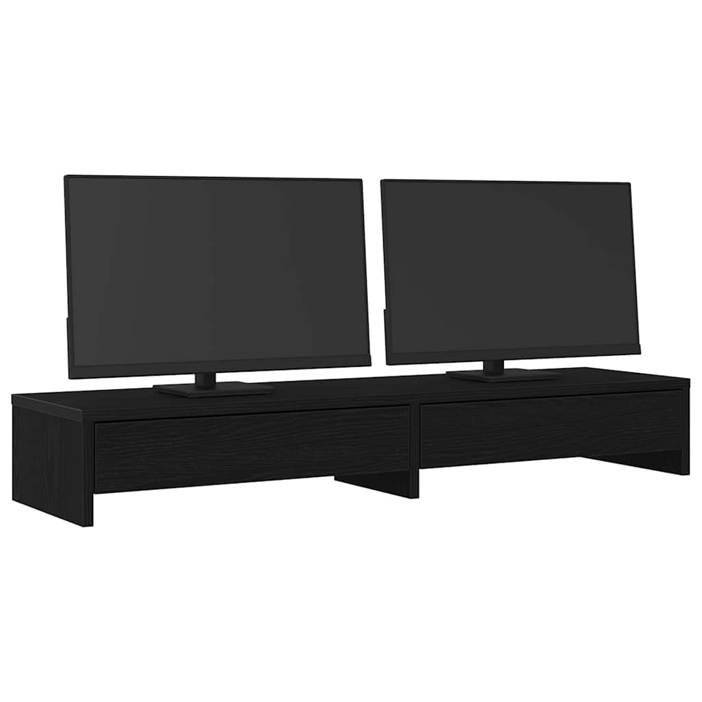 vidaXL Monitorständer mit Schubladen Schwarz Eichen-Optik 100x27x15 cm - Image 4