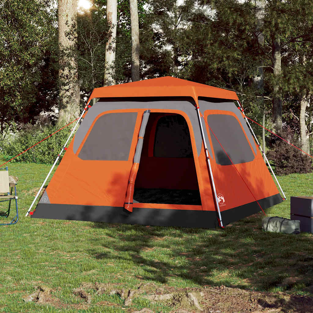 vidaXL Kuppel-Familienzelt 6 Personen Grau und Orange Quick Release - Image 3