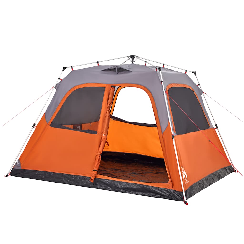vidaXL Kuppel-Familienzelt 6 Personen Grau und Orange Quick Release - Image 5