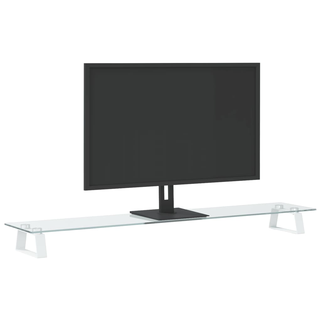 vidaXL Monitorständer Weiß 100x20x8 cm Hartglas und Metall - Image 3