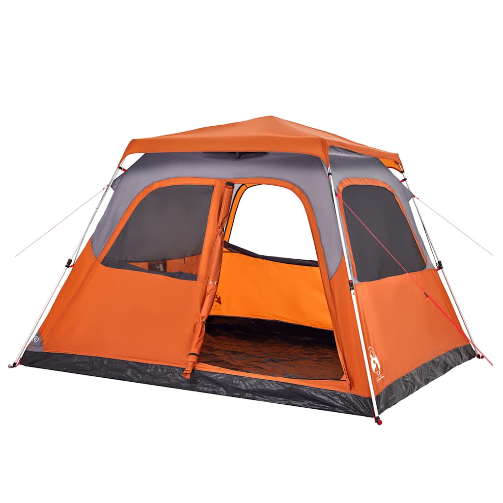 vidaXL Kuppel-Familienzelt 6 Personen Grau und Orange Quick Release - Image 4
