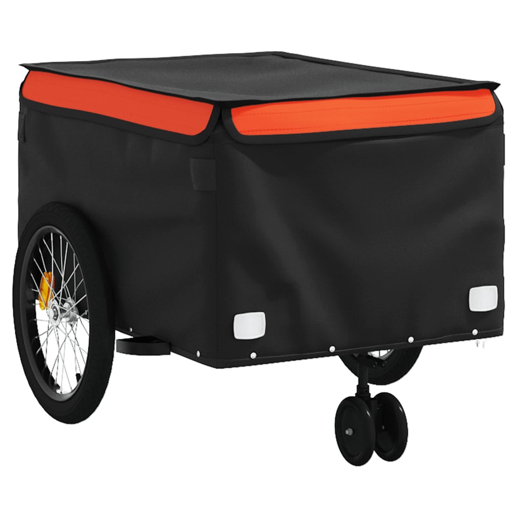 vidaXL Fahrradanhänger Schwarz und Orange 45 kg Eisen - Image 4