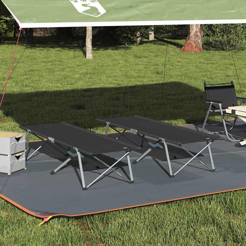 vidaXL Klapp Schlafbett fürs Camping 2 pcs Schwarz 62 x 194 x 42 cm