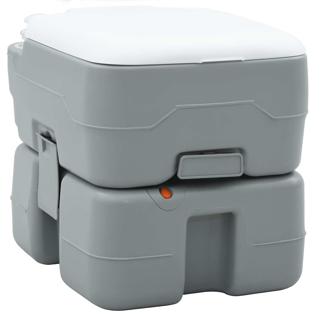 vidaXL Portables Campingklo Grau und Weiß 41.5 x 36.5 x 37.5 cm