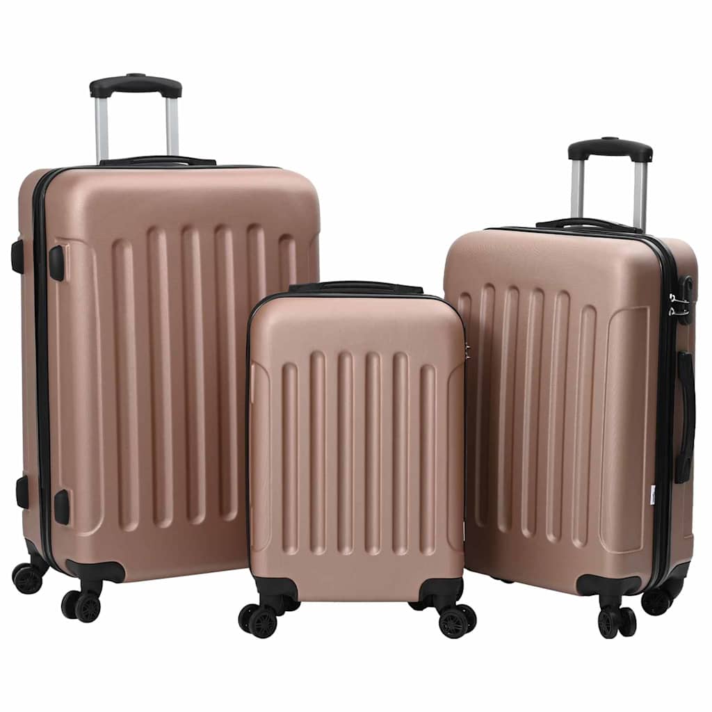 vidaXL Koffer Set mit Schloss 3 pcs Roségold 50 x 31 x 78 cm