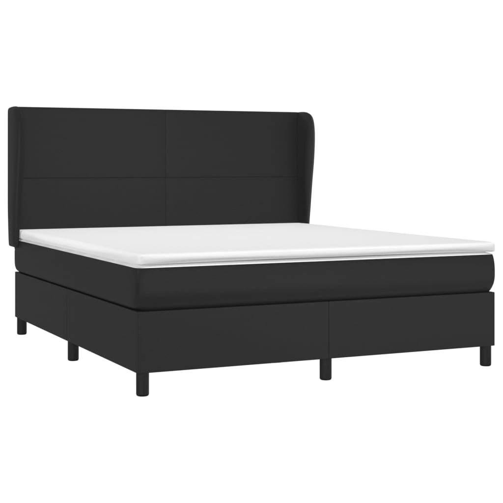vidaXL Boxspringbett mit Matratze Schwarz 180x200 cm Kunstleder - Image 3