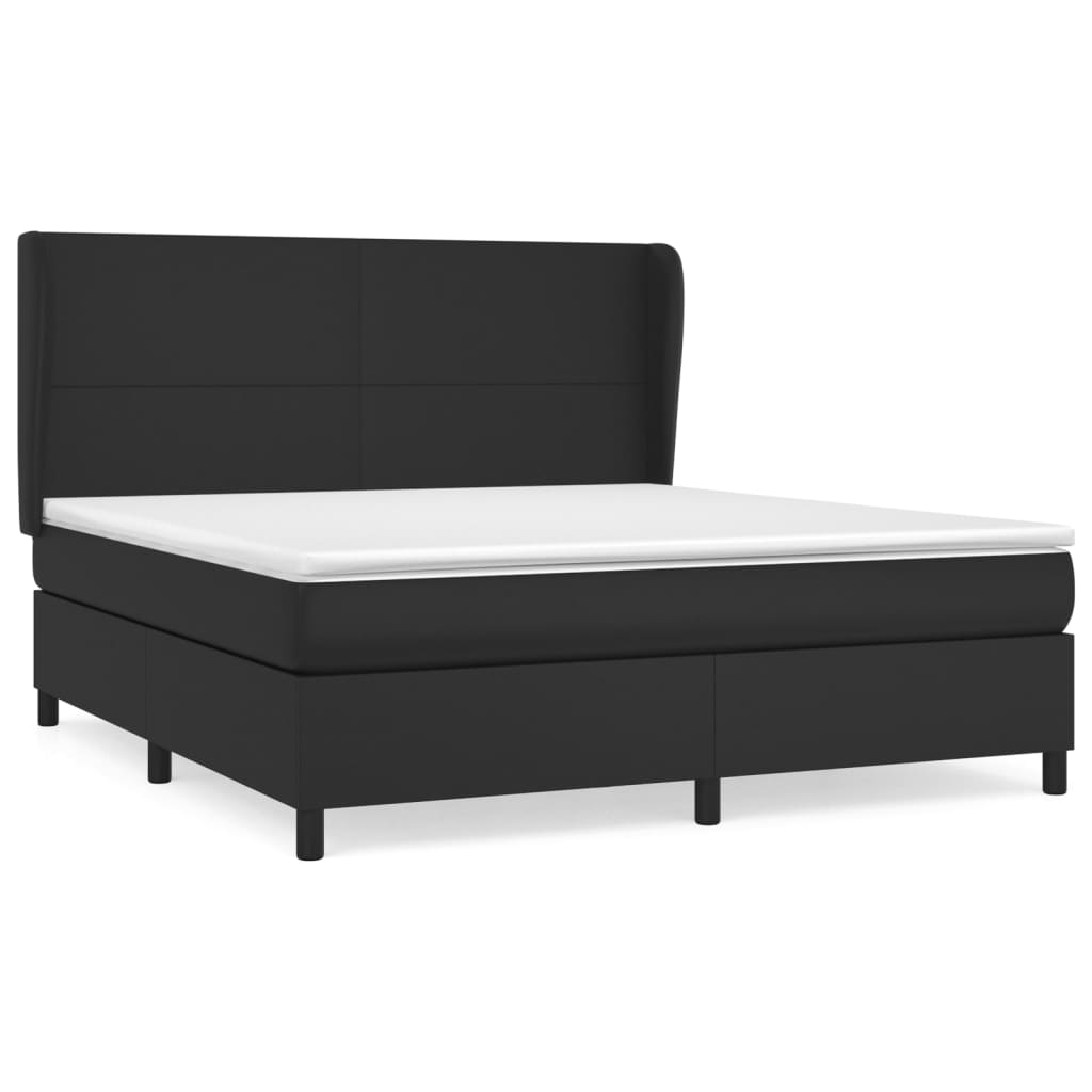 vidaXL Boxspringbett mit Matratze Schwarz 180x200 cm Kunstleder - Image 2