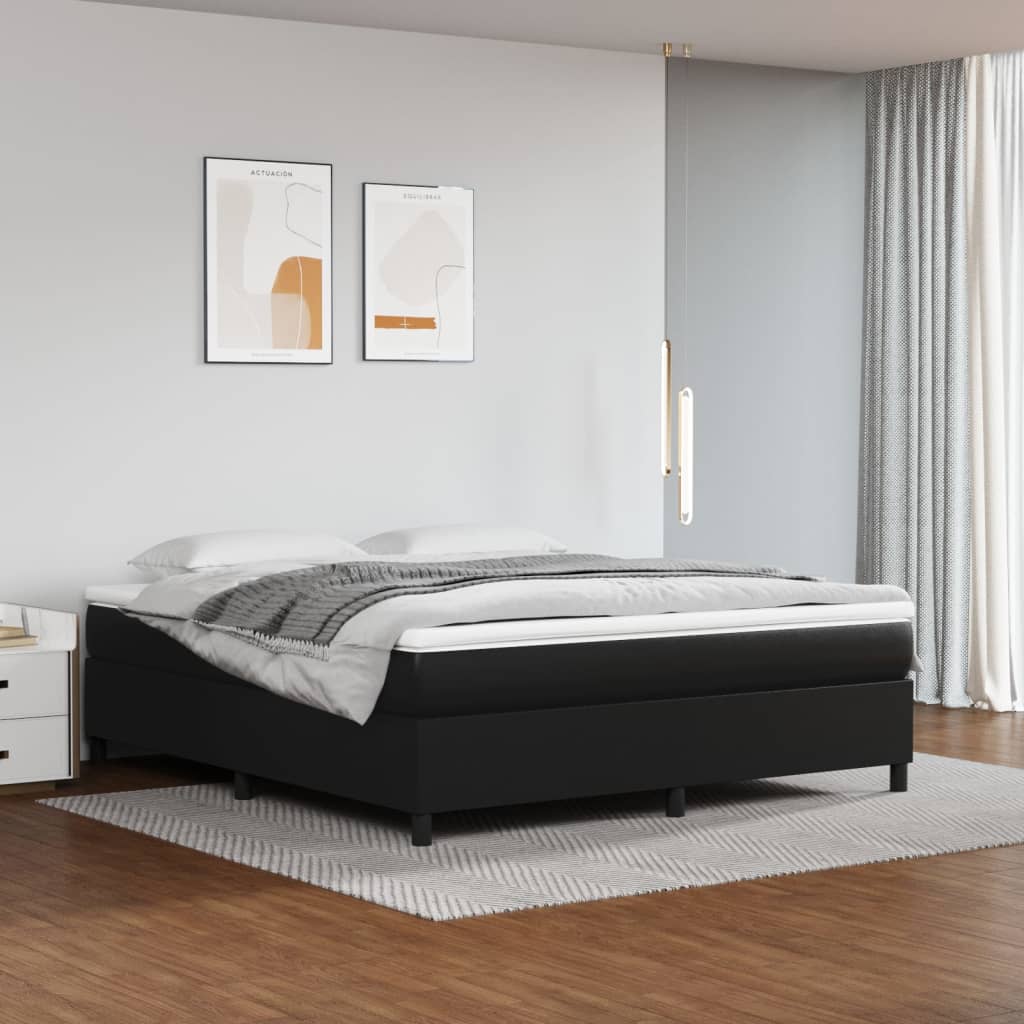 vidaXL Boxspringbett mit Matratze Schwarz 180x200 cm Kunstleder