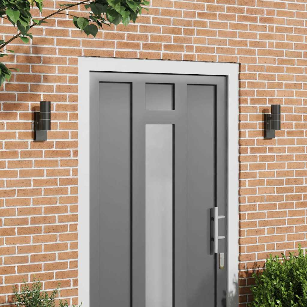 vidaXL Außenwandlampen 2 pcs Schwarz 7 x 10 x 22 cm Edelstahl