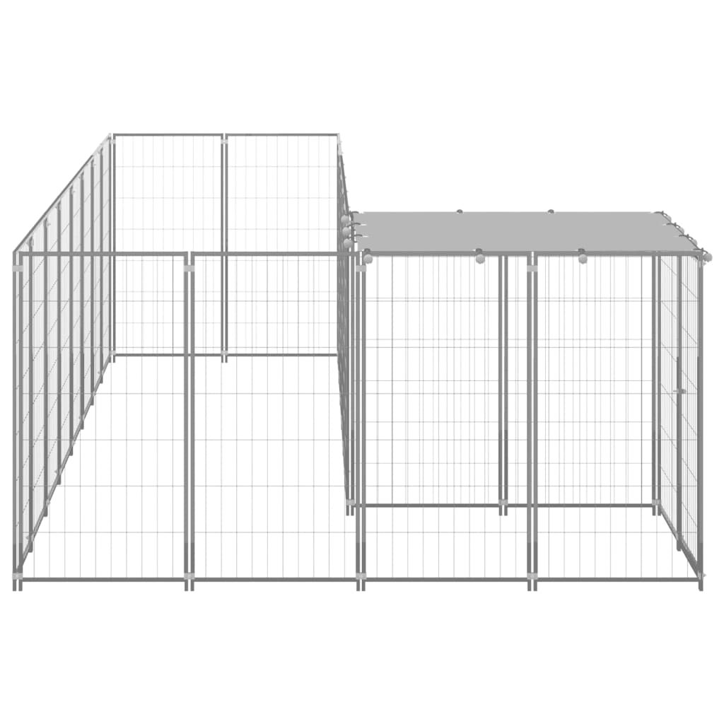 vidaXL Hundezwinger Silbern 6,05 m² Stahl - Image 3