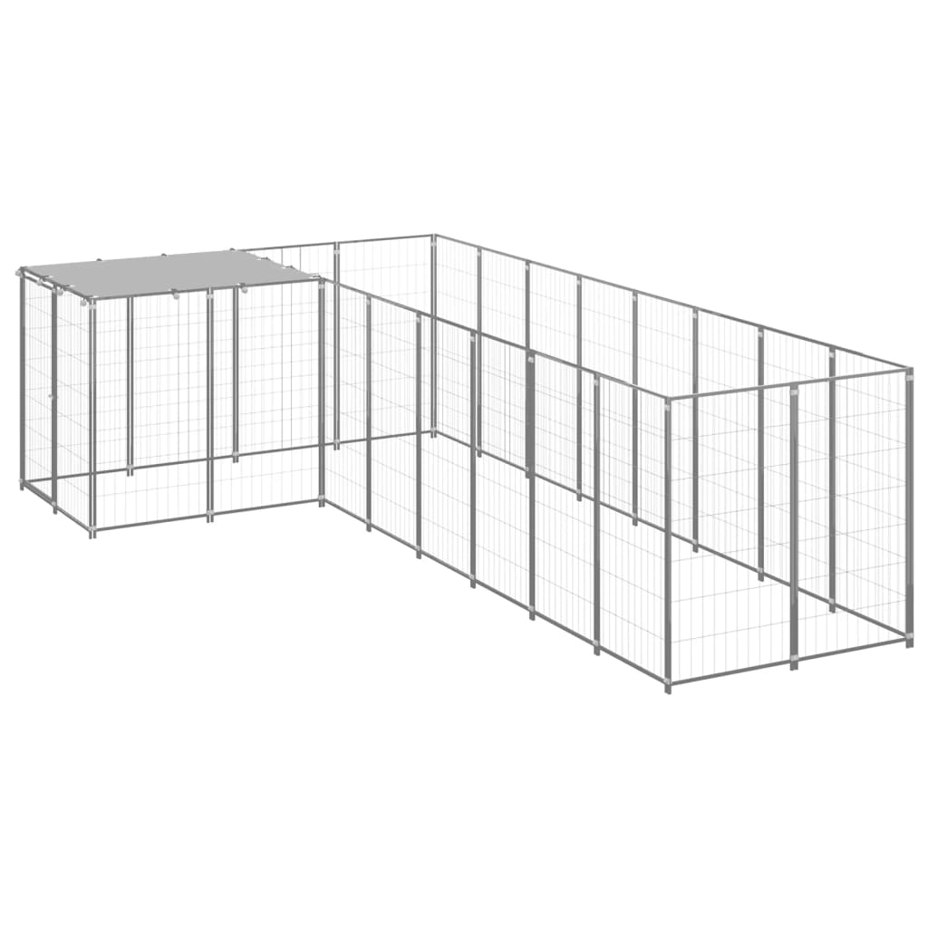 vidaXL Hundezwinger Silbern 6,05 m² Stahl