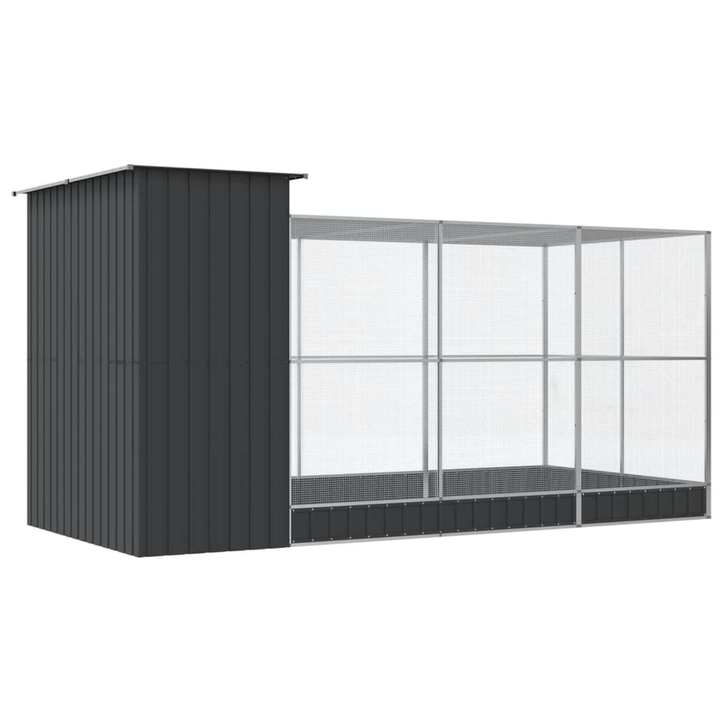 vidaXL Voliere mit Erweiterung Silber 416 x 203 x 216 cm Stahl - Image 5