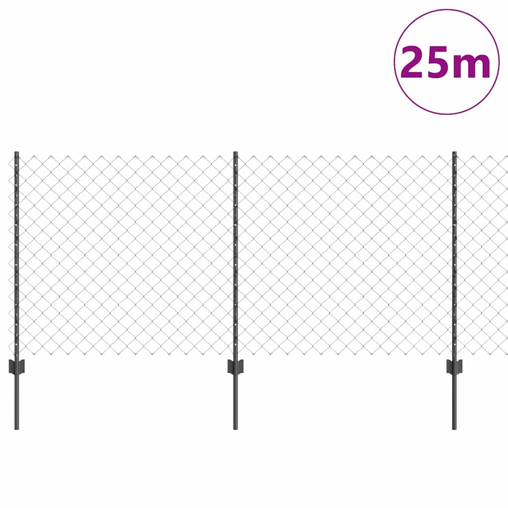 vidaXL Zaun mit Pfosten Grau 1 x 25 m Stahl - Image 3