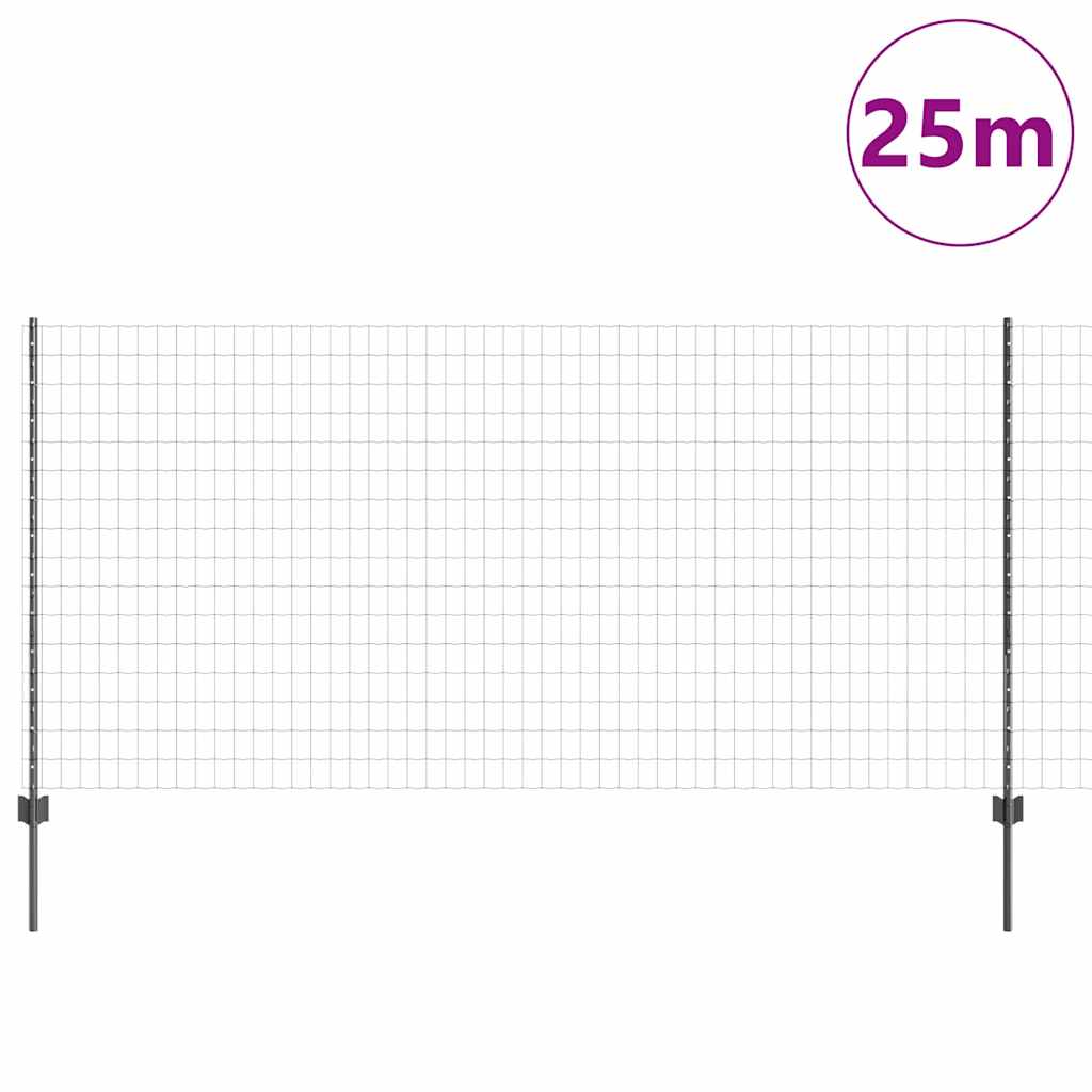 vidaXL Zaun mit Pfosten Grau 1,2 x 25 m Stahl - Image 3