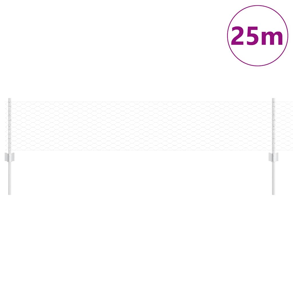 vidaXL Zaun mit Pfosten Grau 0,4 x 25 m Stahl - Image 3