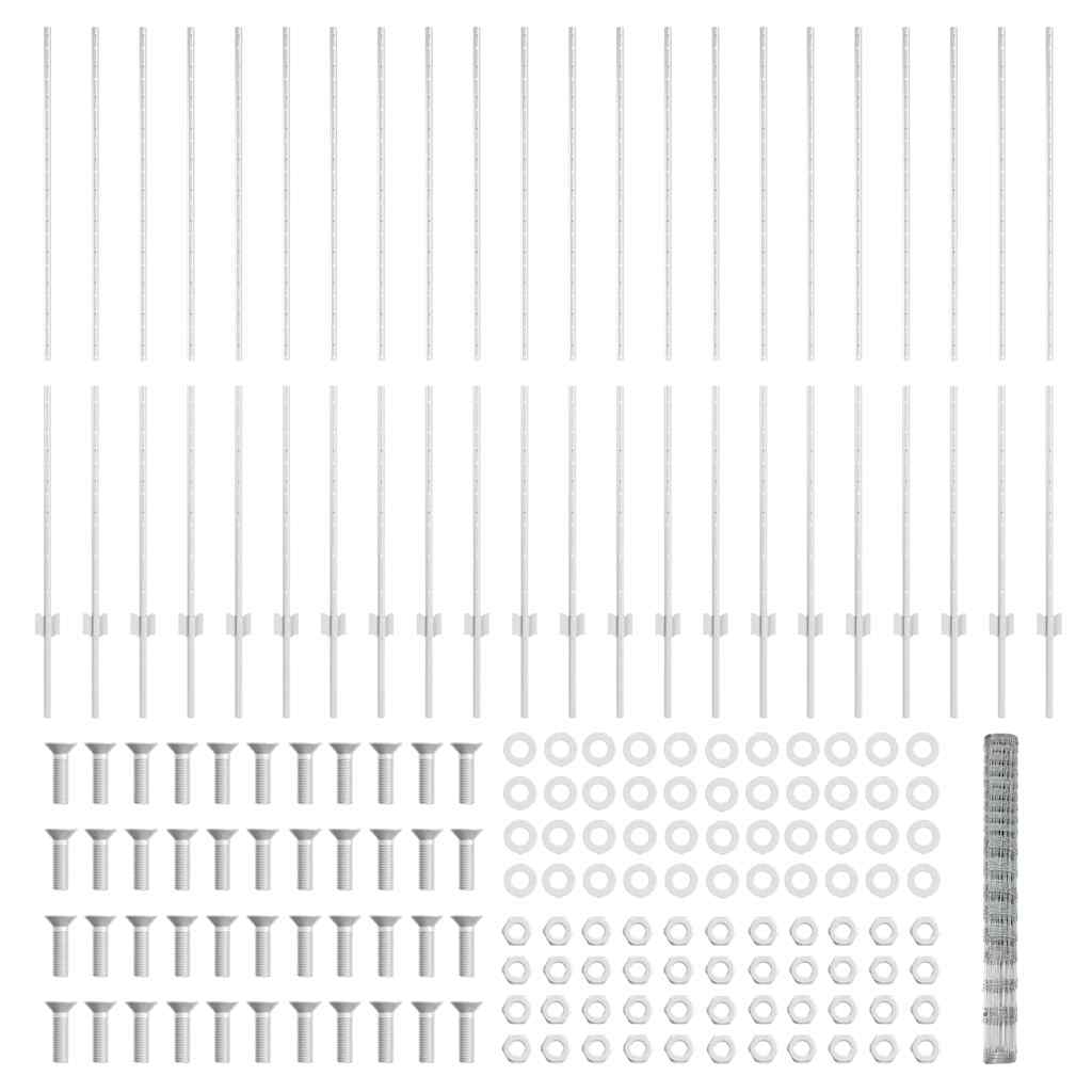 vidaXL Zaun mit Pfosten Silber 1,5 x 50 m Stahl - Image 4
