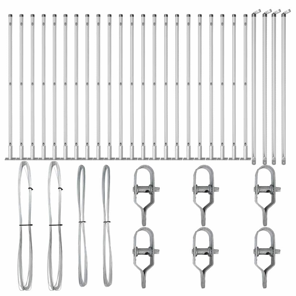 vidaXL Zaunpfosten Sonstiges 26 pcs Grau 3,2 x 3,2 x 90 cm Stahl - Image 3
