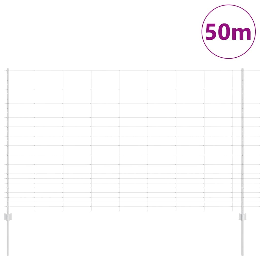 vidaXL Zaun mit Pfosten Silber 1,5 x 50 m Stahl - Image 3