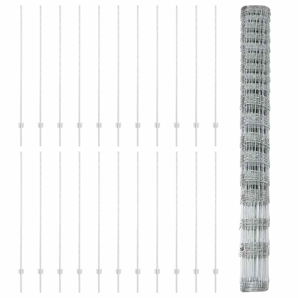 vidaXL Zaun mit Pfosten Silber 1,5 x 50 m Stahl - Image 5
