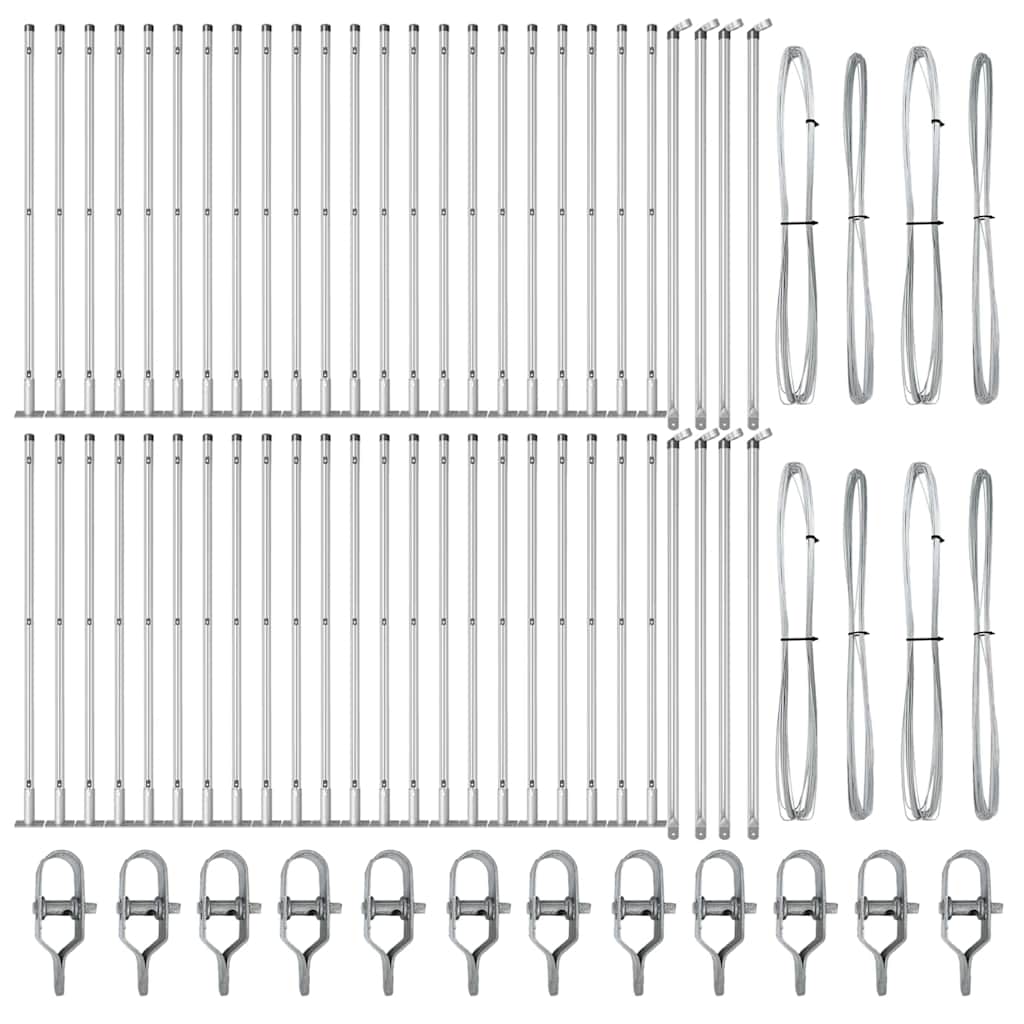 vidaXL Zaunpfosten Sonstiges 52 pcs Grau 3,2 x 3,2 x 90 cm Stahl - Image 3