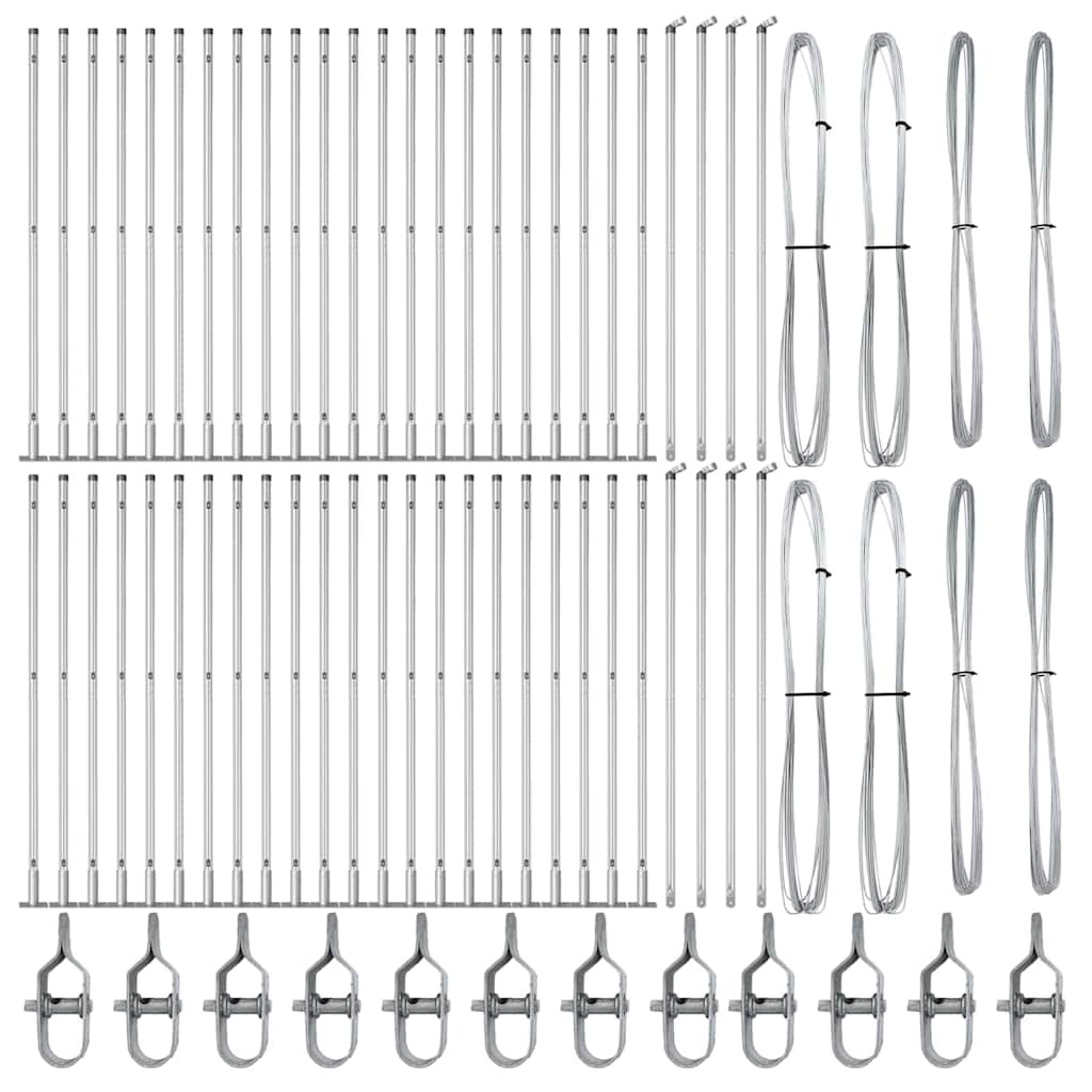 vidaXL Zaunpfosten Sonstiges 52 pcs Grau 3,2 x 3,2 x 88,5 cm Stahl - Image 3