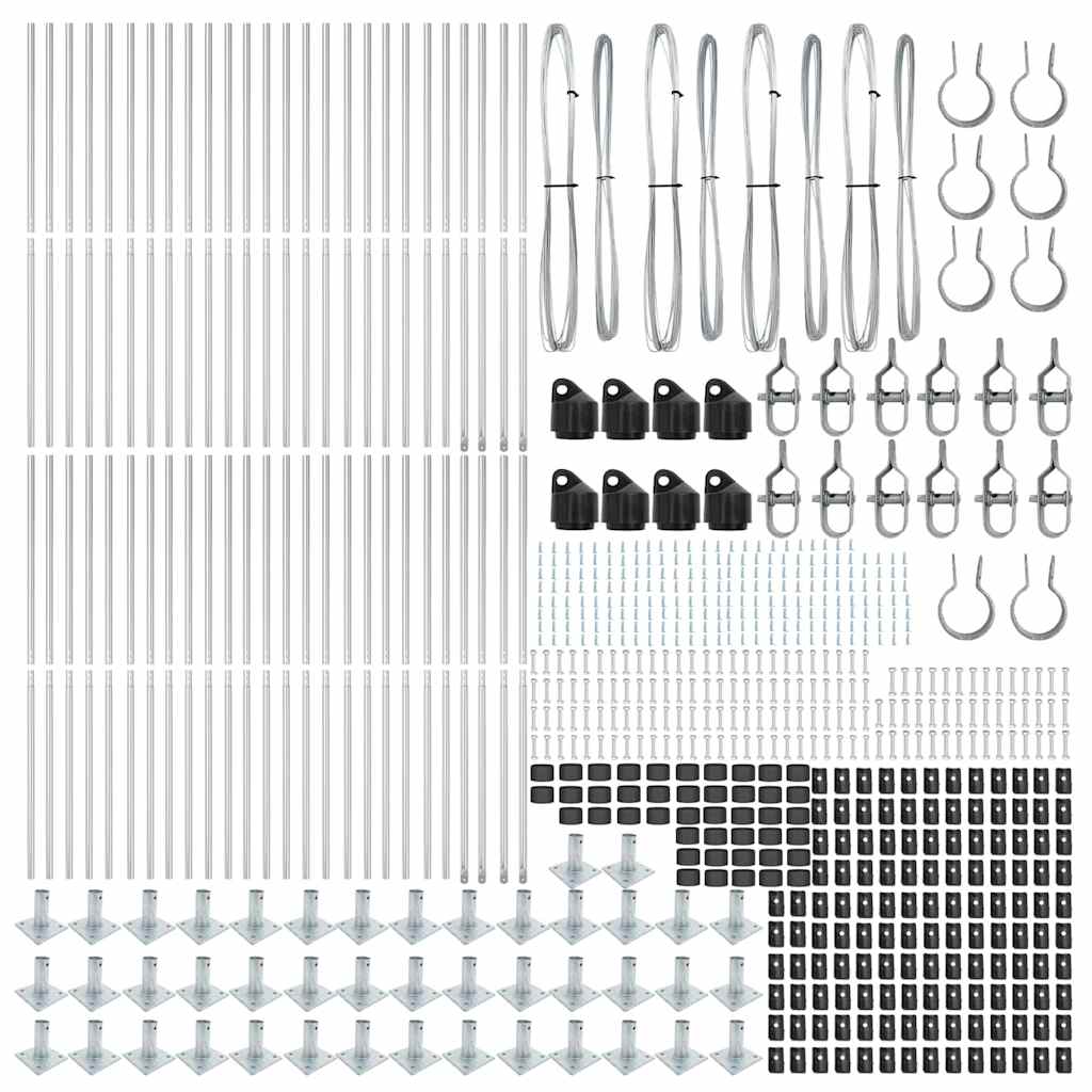 vidaXL Zaunpfosten Sonstiges 52 pcs Grau 3,2 x 3,2 x 88,5 cm Stahl - Image 4
