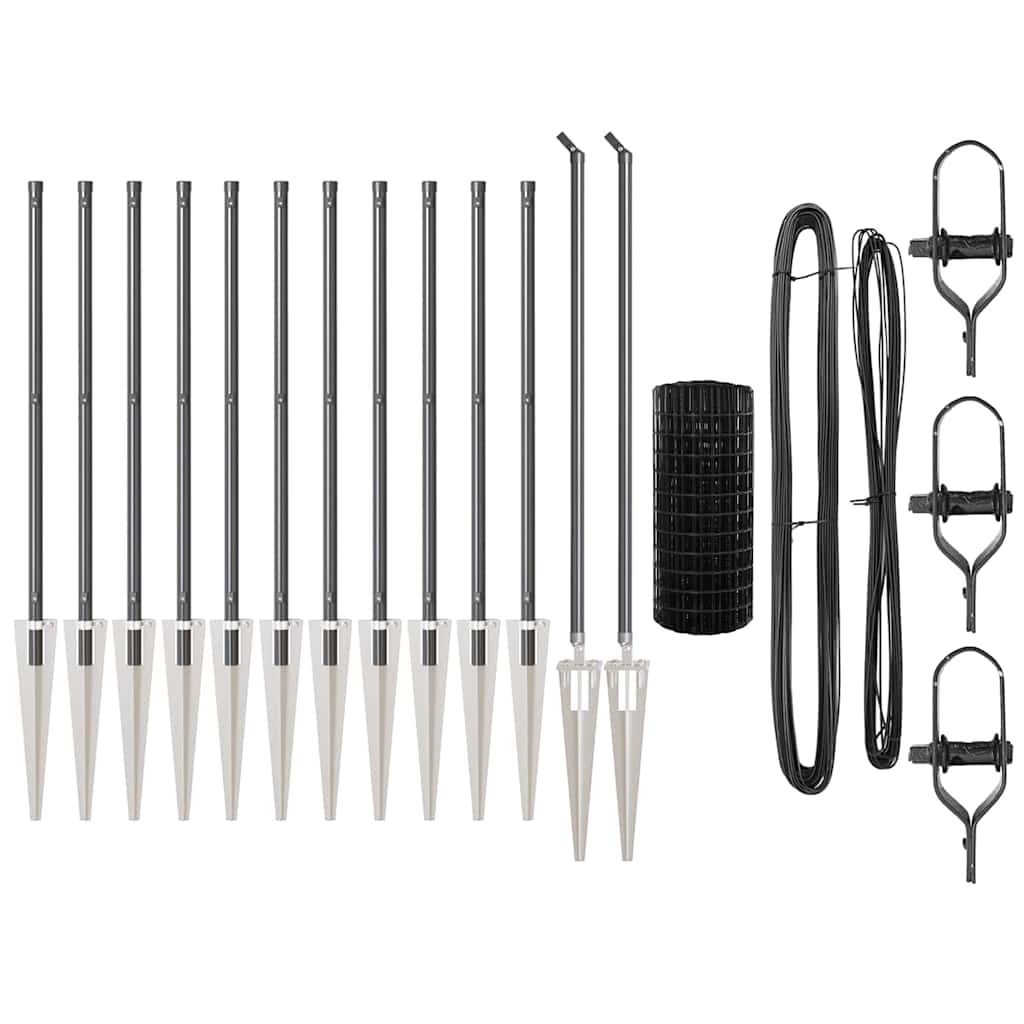 vidaXL Zaun mit Pfosten Grau 0,6 x 25 m Stahl - Image 4